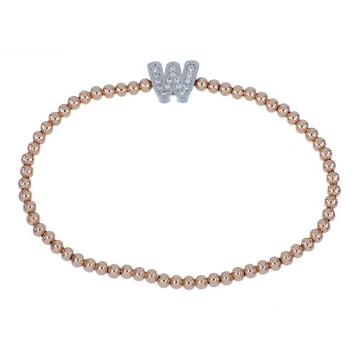 Pulsera Elástica Letra M Chapado Oro Rosa Cherie