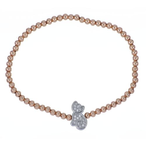 Pulsera Elástica Gatito Chapado Oro Rosa Cherie