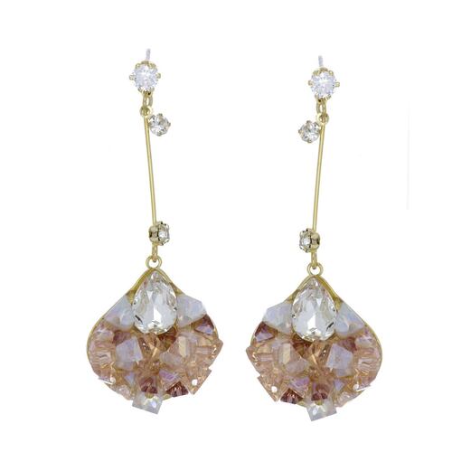 Aretes Cristales Tonos Degrade Blanco y Topaz Chapado Oro Cherie