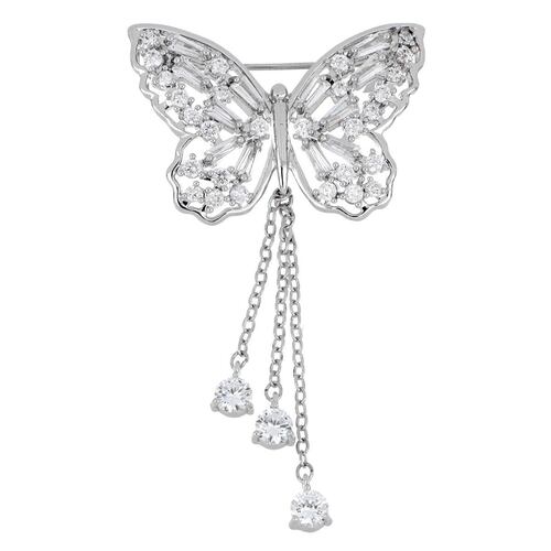 Broche Mariposa Circonita Blanca Acabado Rodio Farfalla Bonetti