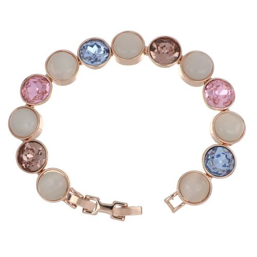 Pulsera con Piedras Rosa Aqua con Acabado en Chapado Oro Rosa Camilla