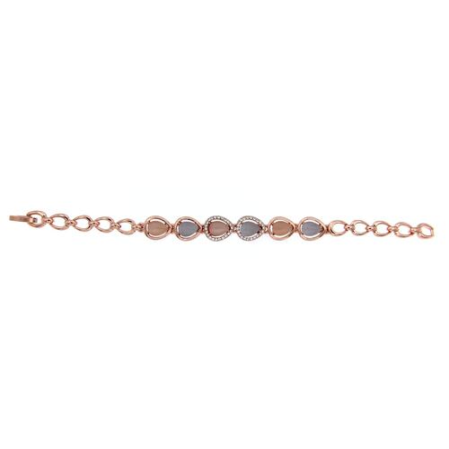 Pulsera Piedra Rosa y Gris Acabado en Chapado Oro Rosa Camilla