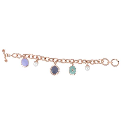 Pulsera Dijes con Esmaltes Acabado En Chapado Oro Rosa Camilla