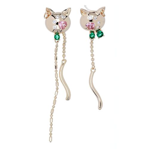 Arete Desigual Forma de Cabeza de Gatito Acabado en Chapado Oro Rosa Cherie