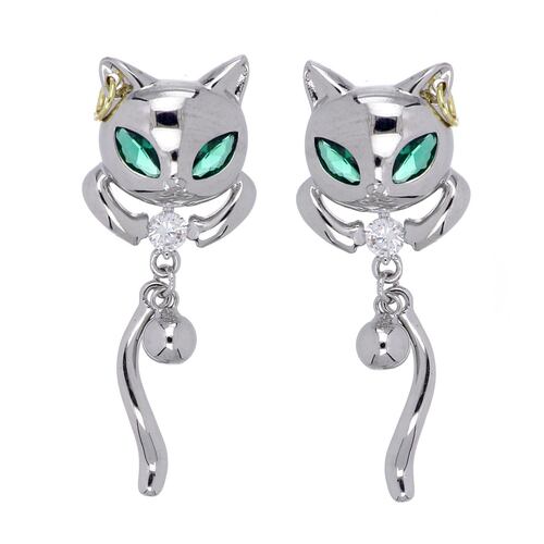 Arete Gatito Acabado en Rodio Cherie