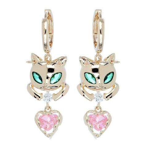 Arete Gatito Acabado en Chapado Oro Cherie