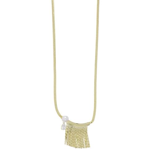 Gargantilla Flecos y Perla Blanca Oro Korei