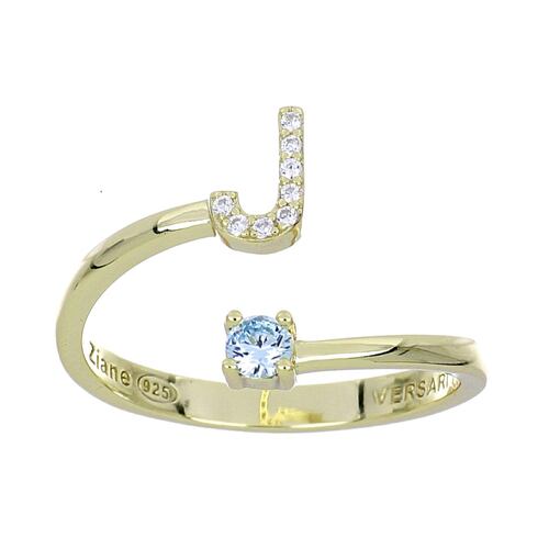 Anillo Abierto Letra J Oro Plata 925 Ziane