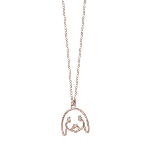 Dije Carita de Perrito con Cadena Acabado Chapado Oro Rosa Plata 925 Ziane