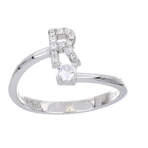 Anillo Abierto Letra R Plata 925 Ziane