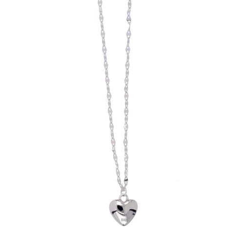 Dije Corazón con Cadena Acabado Rodio Plata 925 Ziane