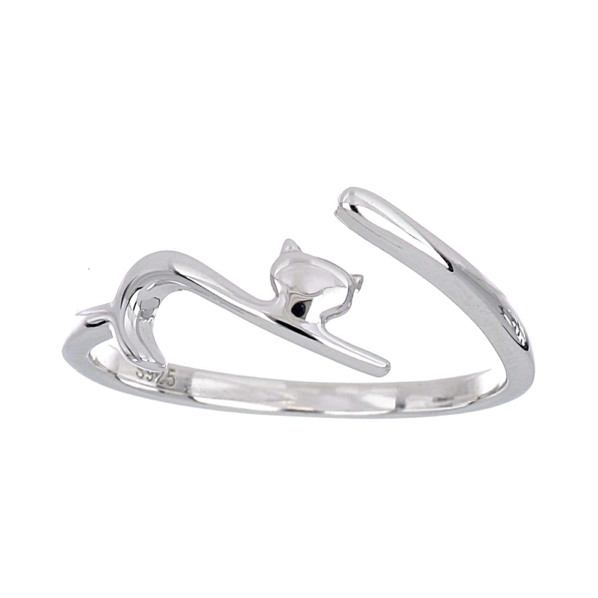 ForFox Anillo De Cabeza De Gato Plata De Ley 925 Vendimia Para Mujers