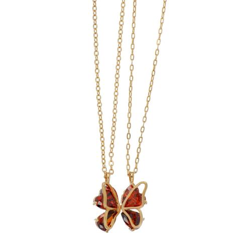 Set 2 Dijes Con Cadena Mejores Amigos Con Mariposa Dividida Acabado En Chapado Oro Rosa Korei