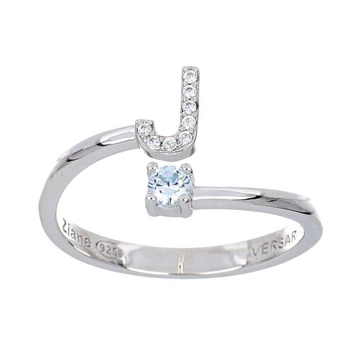 Anillo Abierto Letra J Plata 925 Ziane