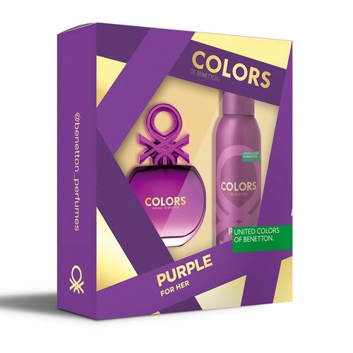 Fragancia Para Dama Set, Benetton, Colors Purple, EDT 80M + Desodorante 150ML