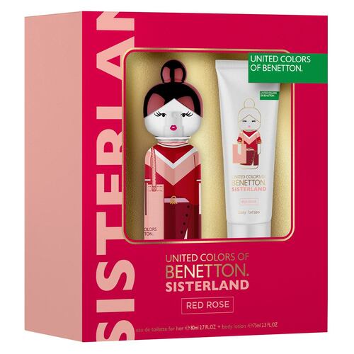 Benetton Sisterland Red Rose Set Para Dama Perfume EDT 80ML + Body Lotion 75ML