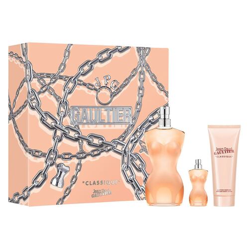 Jean Paul Gaultier Classique Set para Dama Perfume EDT 100ml + Body Lotion 75ml + Perfume de Bolsillo 10ml