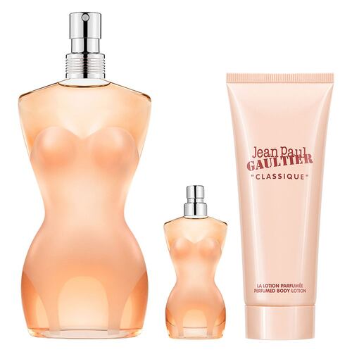 Jean Paul Gaultier Classique Set para Dama Perfume EDT 100ml + Body Lotion 75ml + Perfume de Bolsillo 10ml