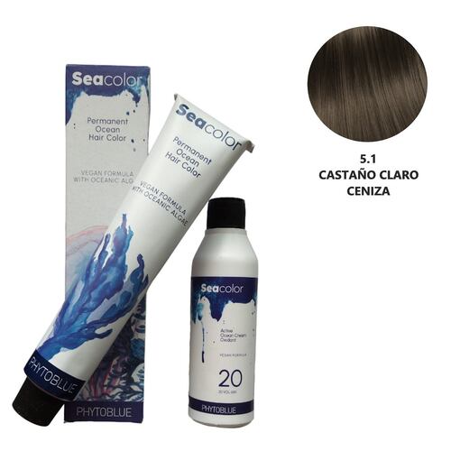 Tinte #5.1 Castaño Claro Ceniza Seacolor Phytoblue