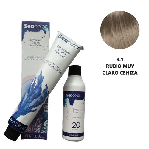 Tinte #9.1 Rubio Muy Claro Ceniza Seacolor Phytoblue