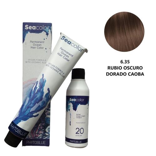 Tinte #6.35 Rubio Oscuro Dorado Caoba Seacolor Phytoblue