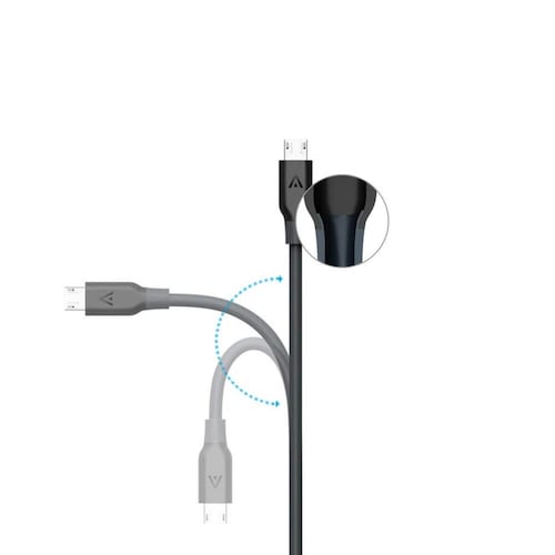 Cable  De Carga y Datos USB A-Micro USB PowerLine 1.8m Gris