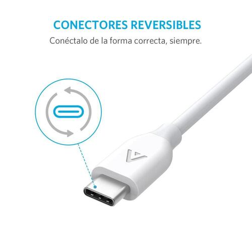 Cable de Carga y Datos PowerLine USB-C a USB-A 3.0 0.9m Blanco