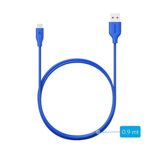 Cable de Carga y Datos de USB A- Micro USB 0.9m Azul