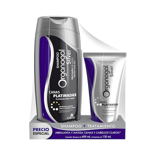Kit Shampoo y Tratamiento en crema Canas Platinadas Organogal