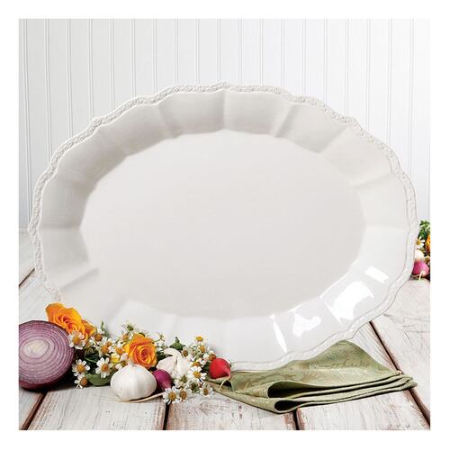 Platón ovalado de cerámica 18.75'' blanco