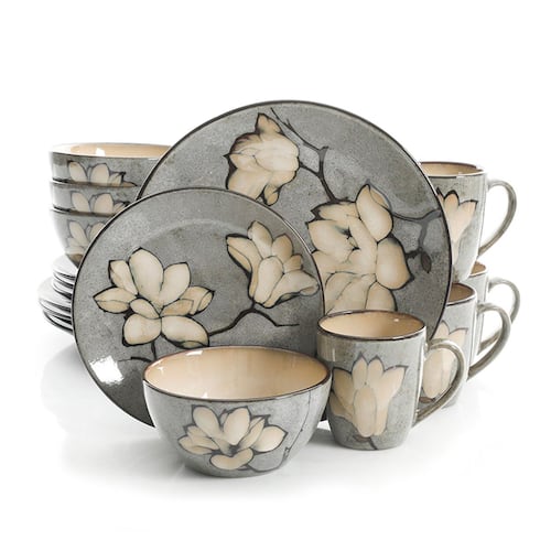 Set de vajilla GIBSON ELITE 16 piezas de cerámica con diseño floral