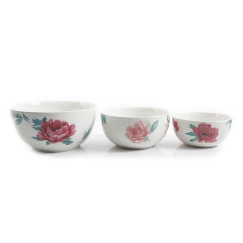 Set 3 piezas de tazones de cerámica decorados