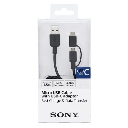 Cable USB con Conector Tipo C Negro Sony
