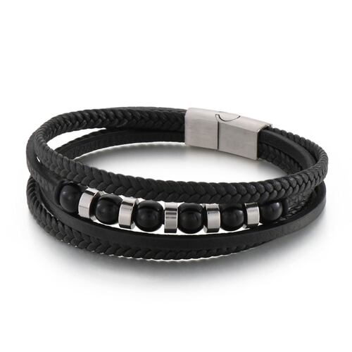 Pulsera Acero Inoxidable Negra para Hombre Lee Copper