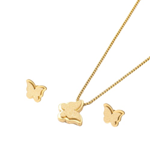 Set de Aretes y Collar Mariposa Acero Inoxidable Dorado Lee Cooper