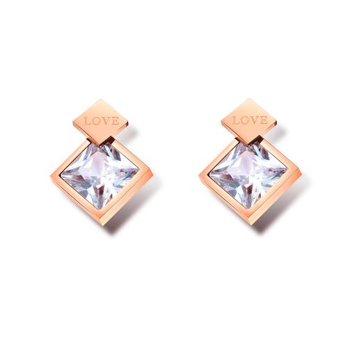 Aretes de Acero Inoxidable Color Oro Rosa