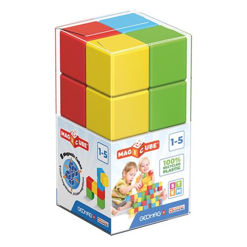 Bloques de Construcción 3D Magicube con 8 Cubos de 4 Colores Geomag