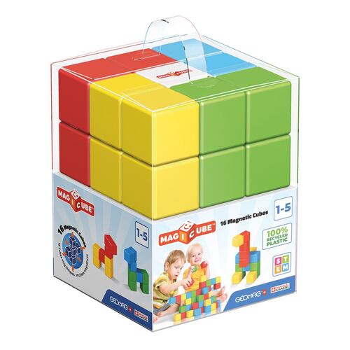 Bloques de Construcción 3D Magicube con 16 Cubos de 4 Colores Geomag