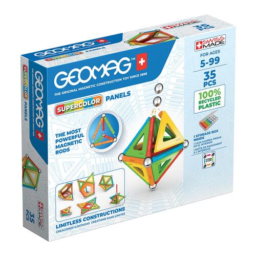 Set Aprendizaje STEM Supercolor Panels de Geomag 35 Piezas