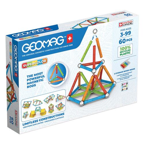 Set Aprendizaje STEM Supercolor Panels de Geomag 60 Piezas