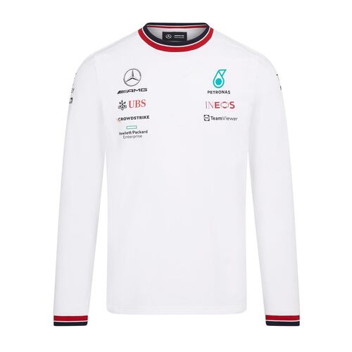 Playera Caballero Manga Larga Mercedes AMG Petronas 2022 Blanco Ch
