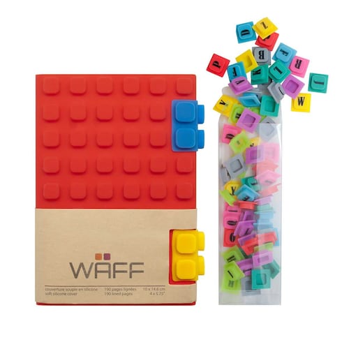 Waff Libreta mediana roja + cubos de colores