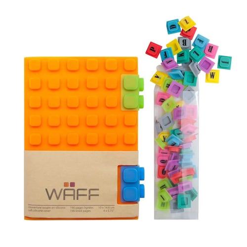 Kit Waff libreta mediana naranja + cubos de colores
