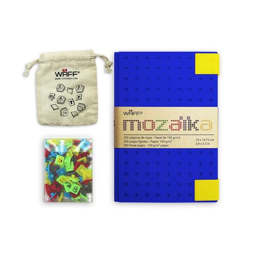 Kit Waff libreta Mosaika azul + cubos de colores