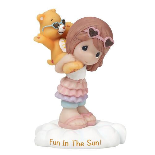 Care bear girl with funshine bear figurine