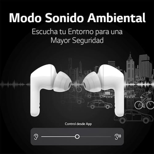 LG TONE Free FN4 - Audífonos Inalámbricos Bluetooth con Geles para oído Hipoalergénicos de Grado Médico  - Blancos