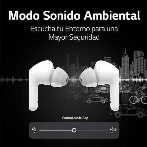 LG TONE Free FN5W - Audífonos Inalámbricos Bluetooth con Carga Inalámbrica - Blancos
