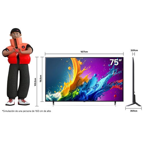 Pantalla LG de 75 Pulgadas 4K ThinQ 75QNED80TSA