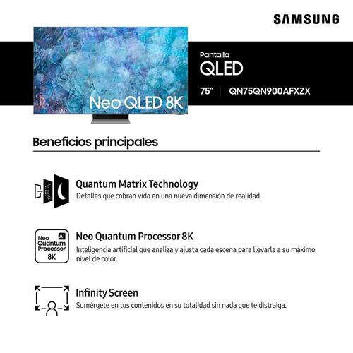 Pantalla QLED Samsung 75 8K Smart TV QN75QN900AFXZX