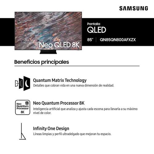Pantalla QLED Samsung  85 8K Smart TV QN85QN800AFXZX